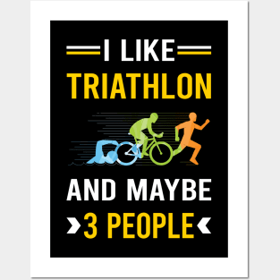 3 People Triathlon Triathlete Posters and Art